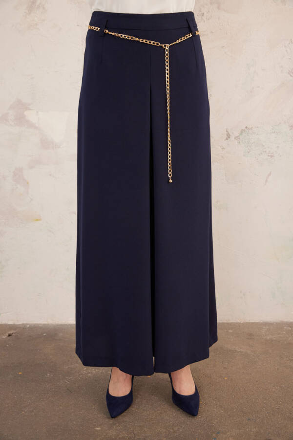 Lacivert Gold Zincirli Pantolon Etek - 3