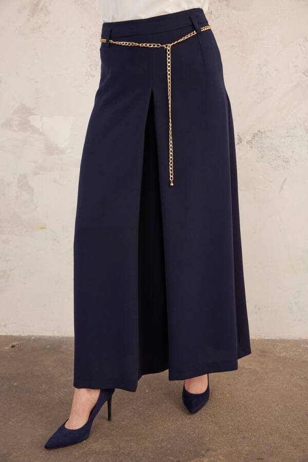 Lacivert Gold Zincirli Pantolon Etek - 4