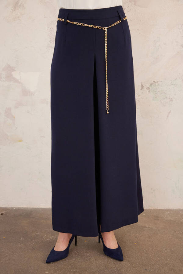 Lacivert Gold Zincirli Pantolon Etek - 6