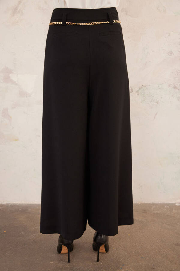 Siyah Gold Zincirli Pantolon Etek - 2