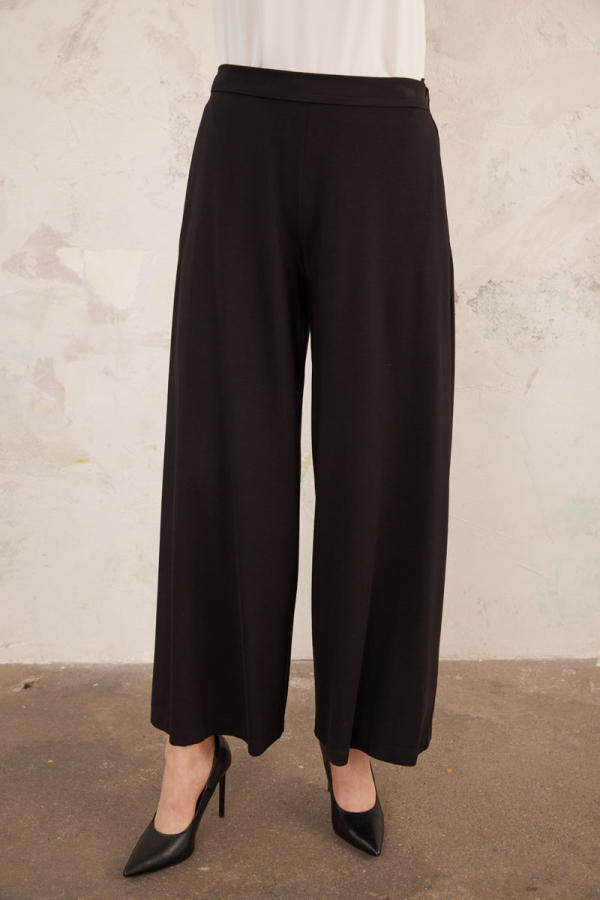 Siyah Örme Arka Bel Lastikli Pantolon Etek - 3