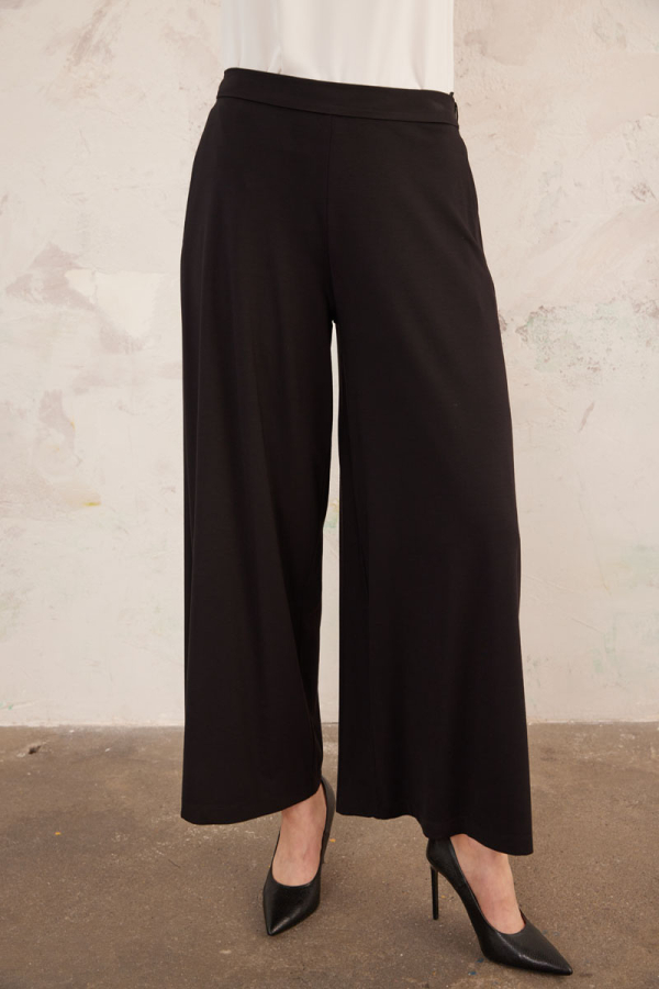 Siyah Örme Arka Bel Lastikli Pantolon Etek - 4