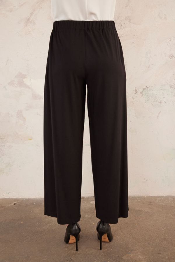 Siyah Örme Arka Bel Lastikli Pantolon Etek - 5