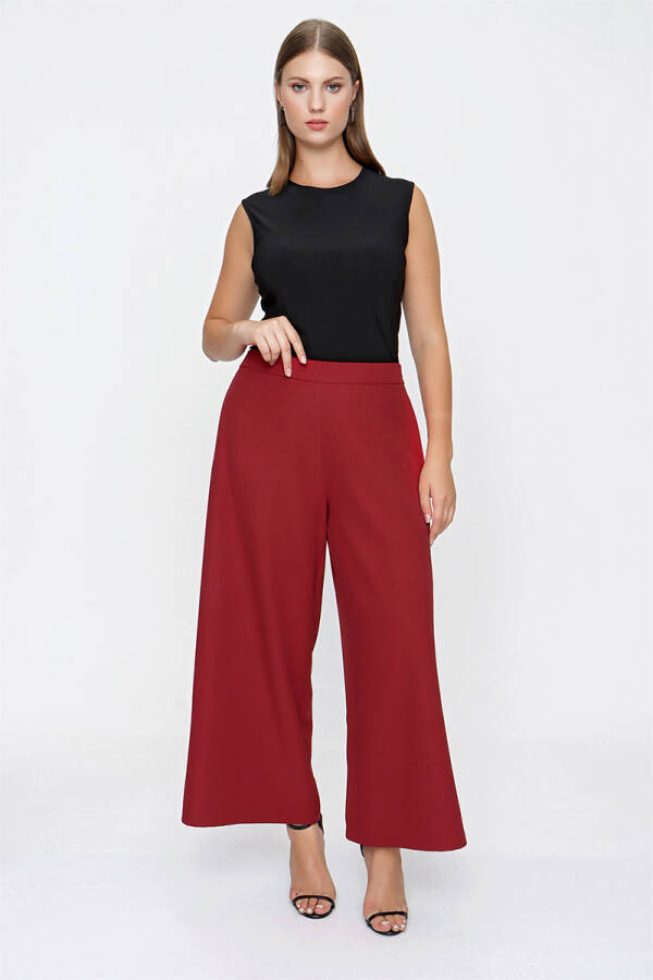 Bordo Geniş Paça Pantolon Etek - 1