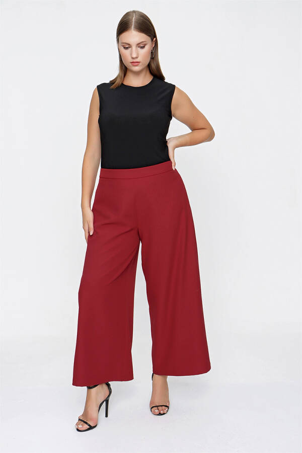 Bordo Geniş Paça Pantolon Etek - 2
