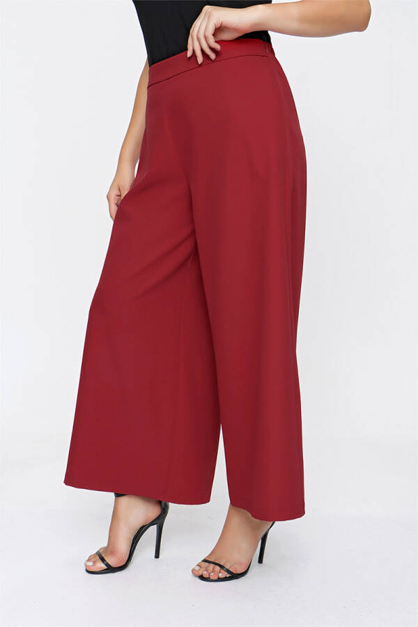 Bordo Geniş Paça Pantolon Etek - 4