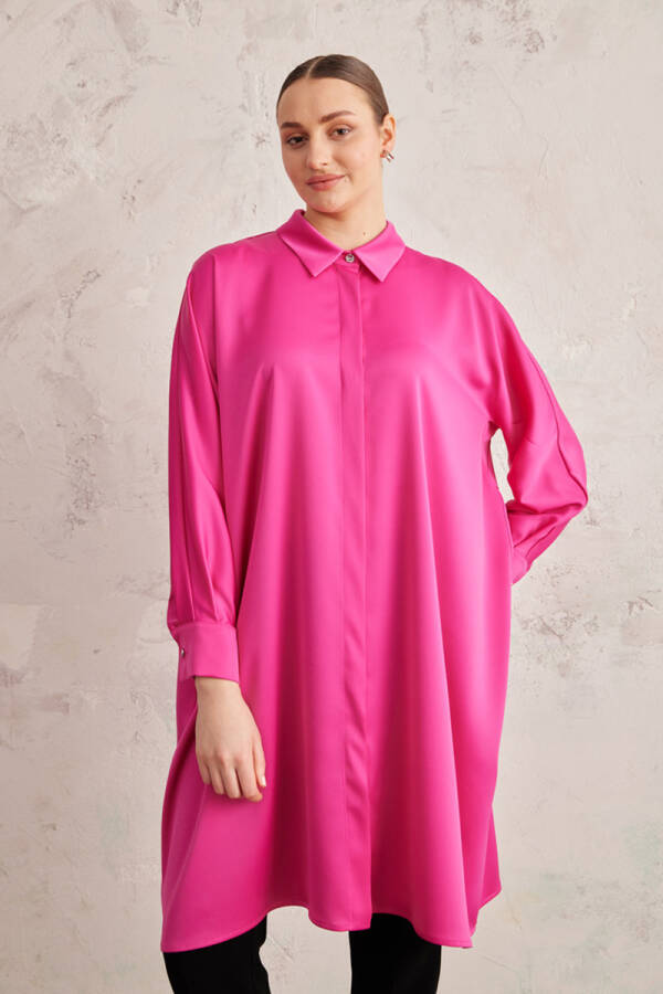 Fuşya Saten Tunik - 4