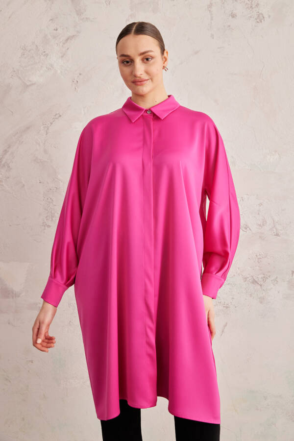 Fuşya Saten Tunik - 2