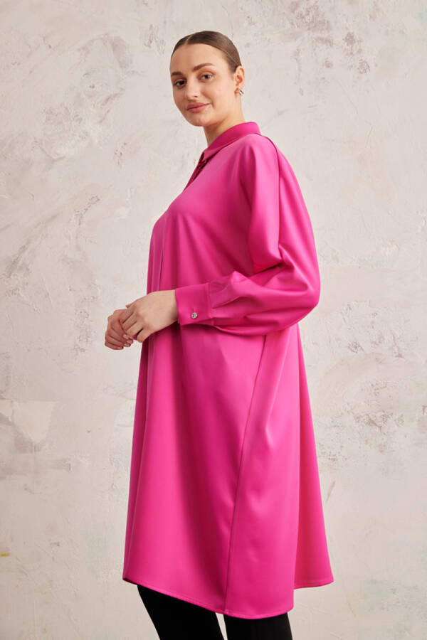 Fuşya Saten Tunik - 3