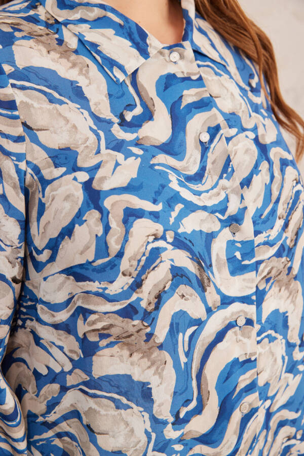 Mavi Etek Ucu Volanlı Tunik - 5