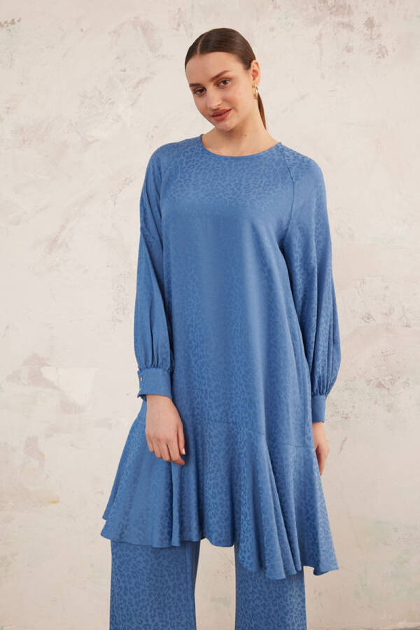 İndigo Leopar Jakarlı Tunik - 2
