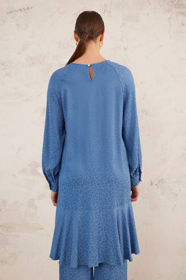 İndigo Leopar Jakarlı Tunik - 3