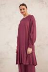 Bordo Leopar Jakarlı Tunik - 5