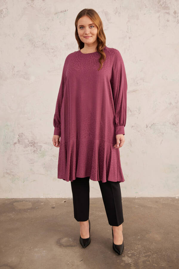 Bordo Leopar Jakarlı Tunik - 2