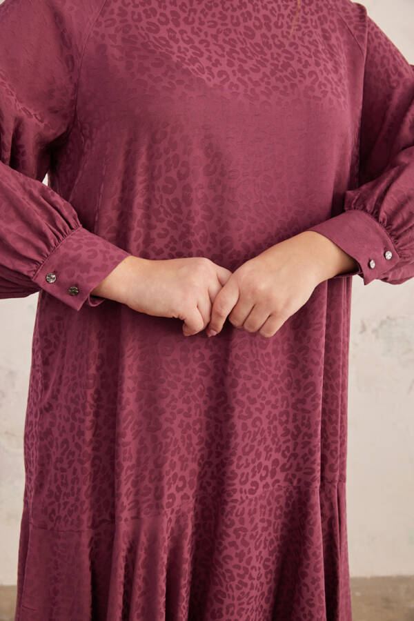 Bordo Leopar Jakarlı Tunik - 5