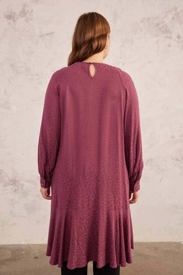 Bordo Leopar Jakarlı Tunik - 6