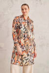 Turuncu Yaka Detaylı Desenli Tunik - 1