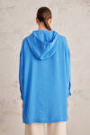 Mavi Kapüşon Detaylı Tunik - 7