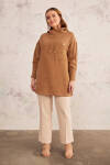 Kahverengi Kapüşon Detaylı Tunik - 2