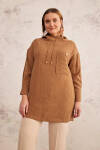 Kahverengi Kapüşon Detaylı Tunik - 3