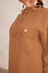 Kahverengi Kapüşon Detaylı Tunik - 5