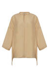 Bej Asimetrik Kesim Keten Tunik 