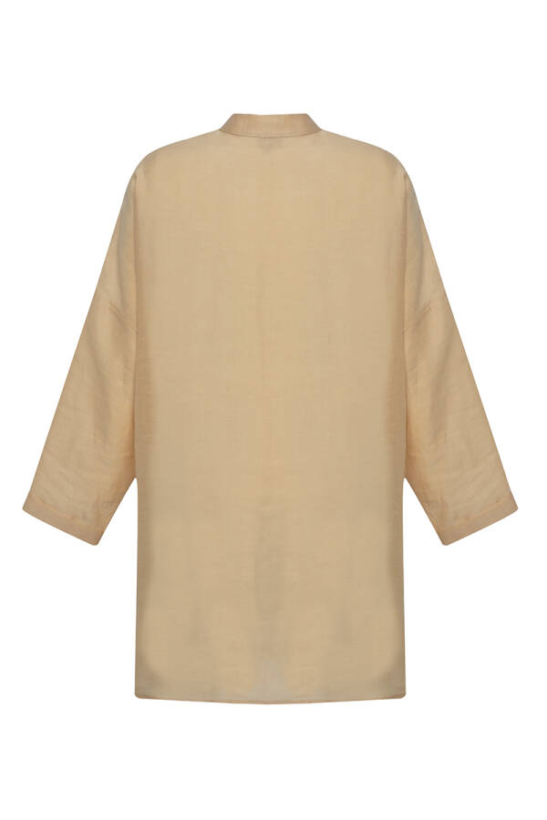 Bej Asimetrik Kesim Keten Tunik - 2