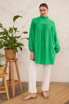 Yeşil Yakası Fırfırlı Robalı Tunik - 1