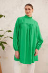Yeşil Yakası Fırfırlı Robalı Tunik - 4