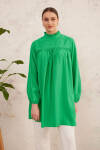 Yeşil Yakası Fırfırlı Robalı Tunik - 7