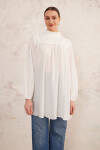 Beyaz Yakası Fırfırlı Robalı Tunik - 7