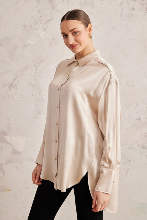 Taş Oversize Saten Tunik - 1