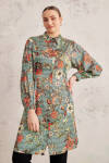 Yeşil Desenli Arka Bel Lastikli Tunik - 2