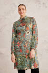 Yeşil Desenli Arka Bel Lastikli Tunik - 3