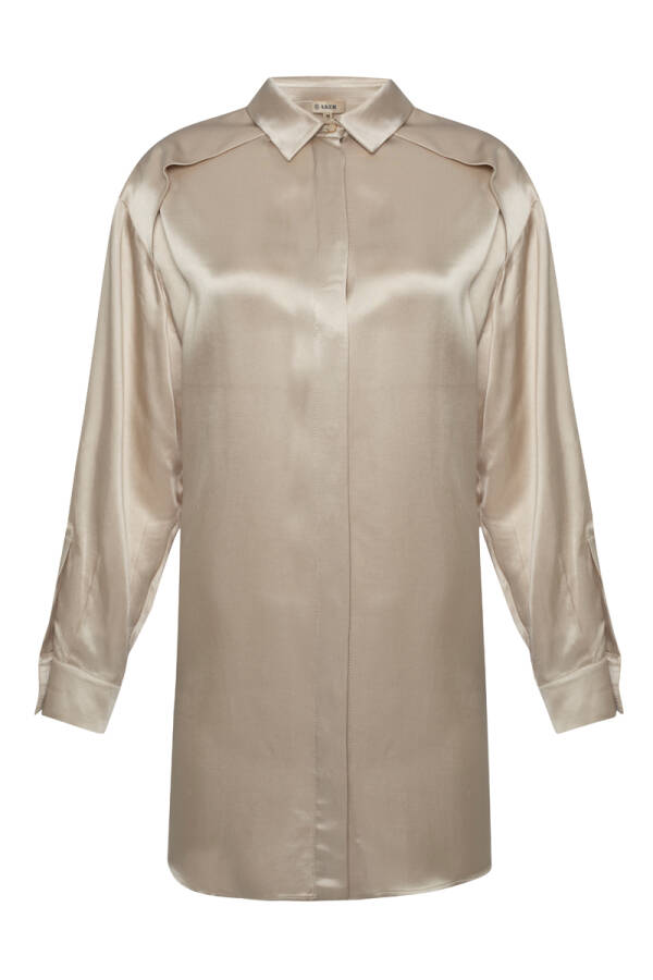 Taş Omuzları Detaylı Saten Tunik - 7