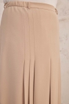 Bej Beli Lastik Detaylı Pilili Etek - 7