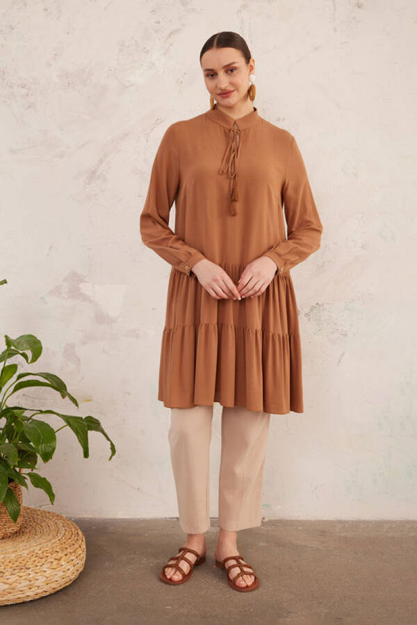 Camel Püskül Detaylı Viskon Tunik - 1