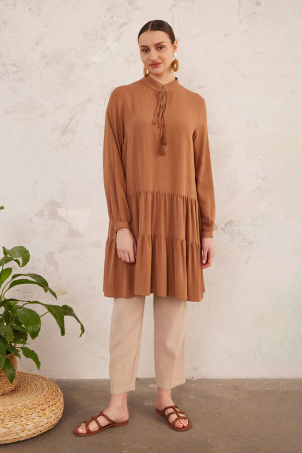 Camel Püskül Detaylı Viskon Tunik - 6