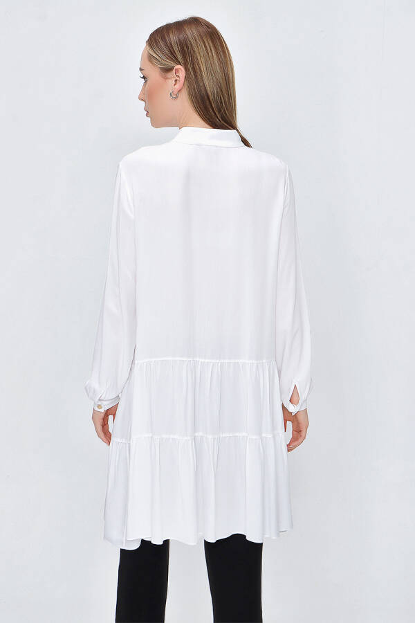 Beyaz Püskül Detaylı Viskon Tunik - 6