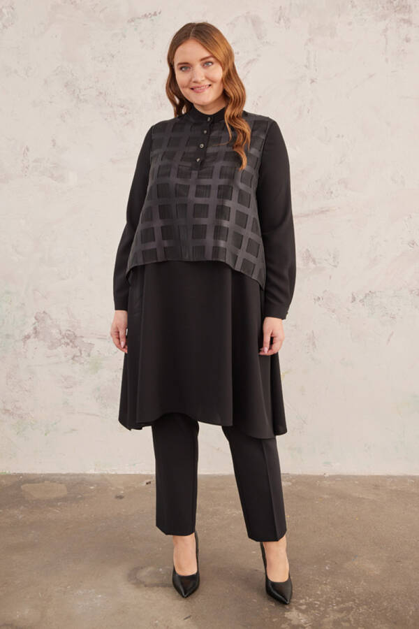 Siyah Organze Detaylı Tunik - 3