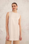 Bej Saten Atlet Tunik - 1