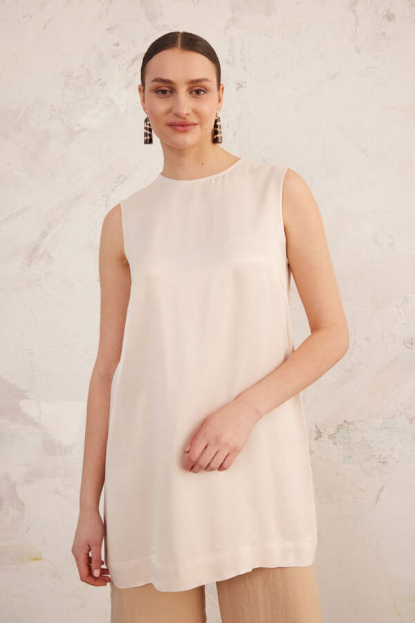 Bej Saten Atlet Tunik - 2