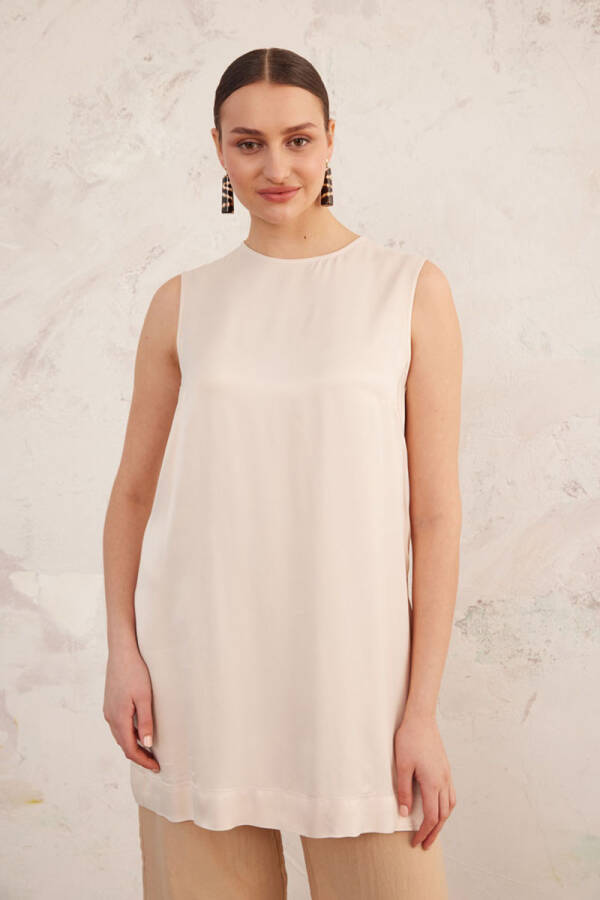 Bej Saten Atlet Tunik - 4