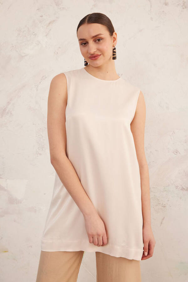 Bej Saten Atlet Tunik - 5