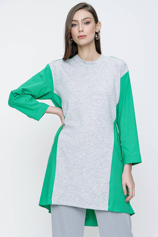 Yeşil Koton Garnili Tunik - 5