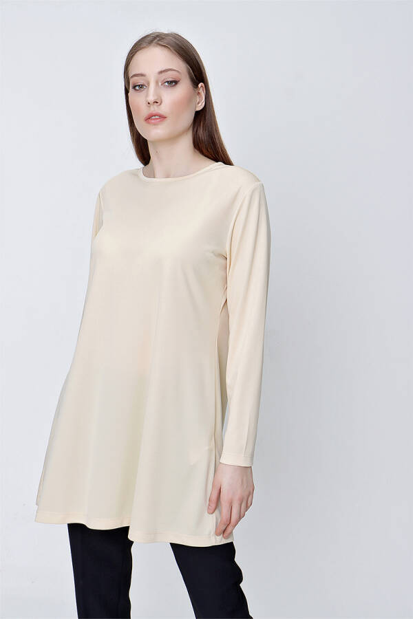 Bej Uzun Kollu Jüpon Tunik - 3