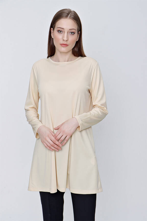 Bej Uzun Kollu Jüpon Tunik - 5