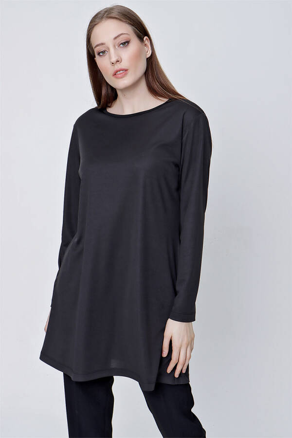 Siyah Uzun Kollu Jüpon Tunik - 3