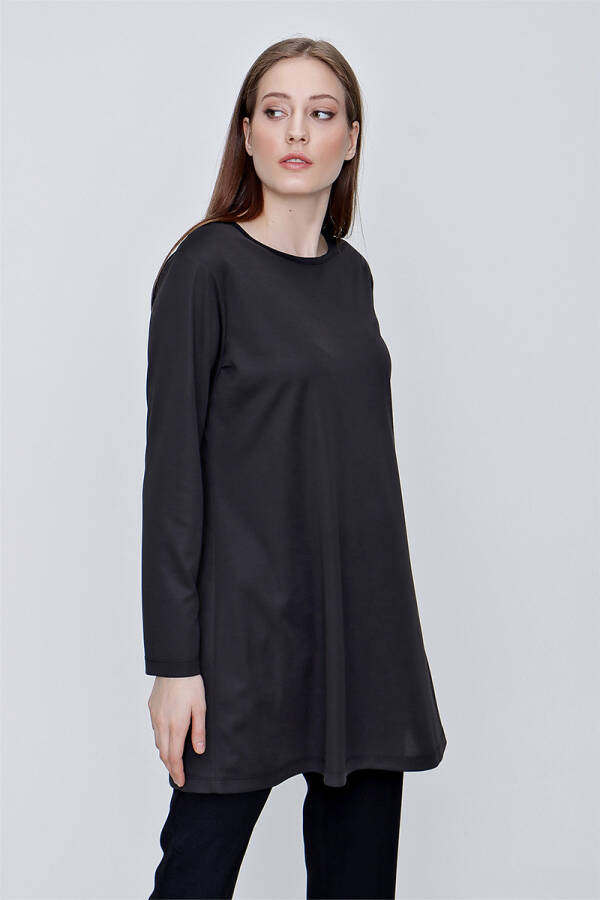 Siyah Uzun Kollu Jüpon Tunik - 4