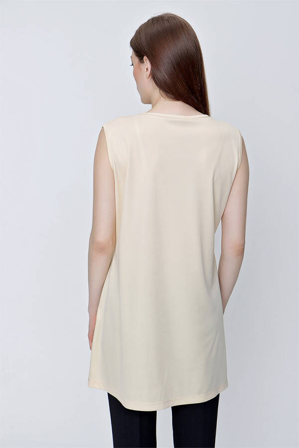 Bej Sıfır Kol Jüpon Tunik - 6